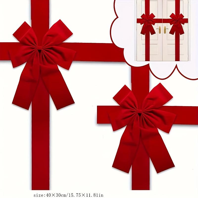 

Large Hanging Bow Decoration - Elegant Red Christmas Ribbon, Holiday Door Decoration, No Electricity Required, Easy to Hang червоний