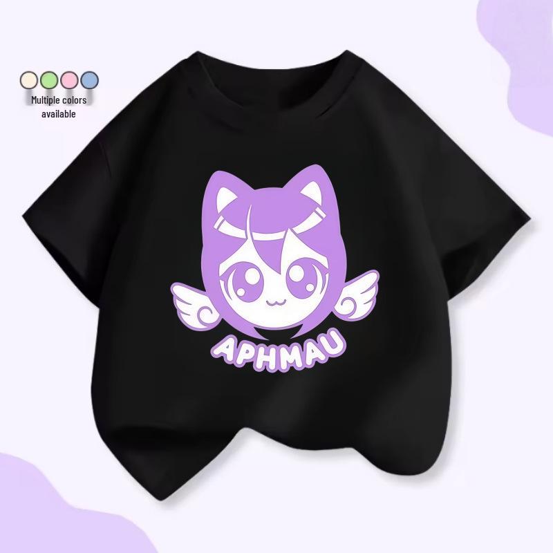 Aphmau Cartoon Baumwoll-T-Shirt - Sommerkollektion 2026 für Kinder: Europäische & Amerikanische Seltsame Geschichten Design