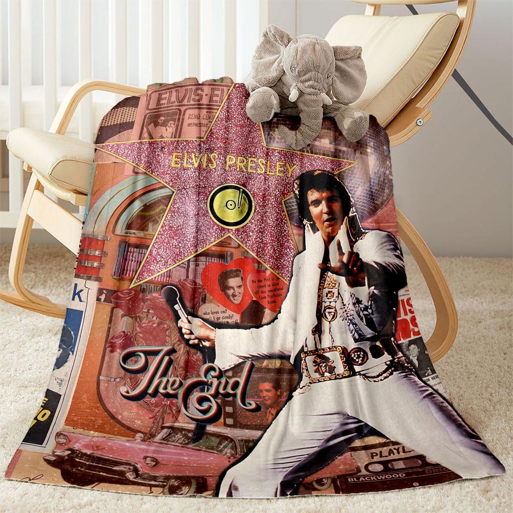 Elvis Presley's Musical Journey Blanket Durable Comfort Great for Livingroom Picnics Chair for All Occasions Playful Design
