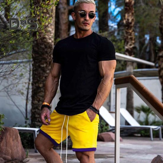 Men Sport Top Round Neck Thin Sweat Absorption Quick-drying Short Sleeve Solid Color Basketball Training Fitness Workout T-shirt