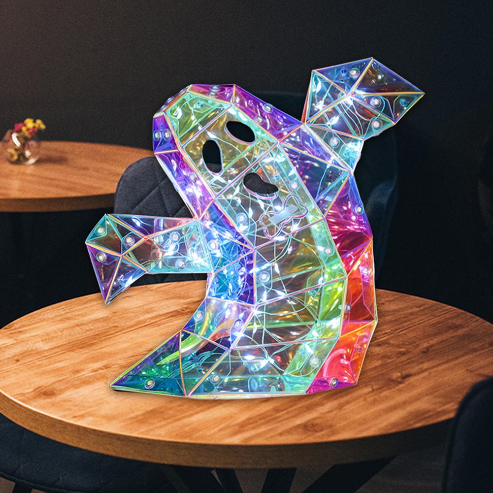 Ghost Halloween Decor Lights Pumpkin Skull Ornament Shining Ghost Light Prismatic Iridescent Phantom Ghost Halloween Party Decor