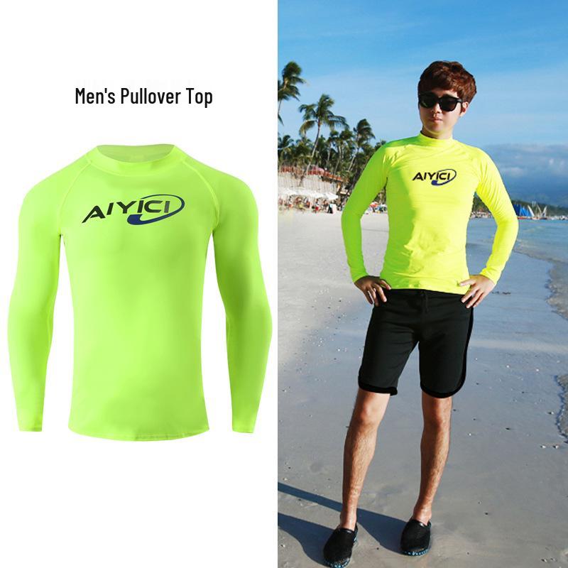 Women's Two-Piece Wetsuit: Long Sleeve Sun Protection Top with Chest Pads, Slimming Design, Quick-Drying, Ideal for Surfing and Beach Activities.