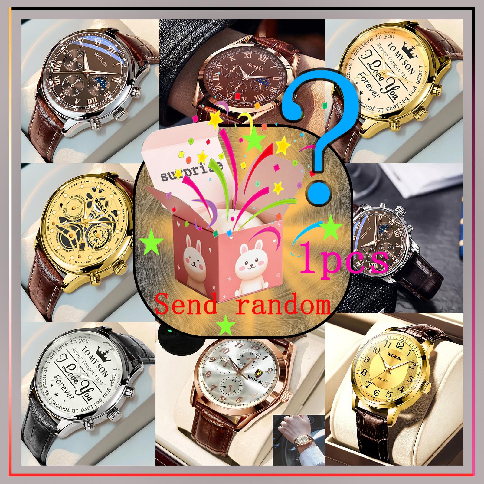 

Сюрприз бокс новые бизнес часы кожаный ремешок кварцевые часы мужские продвинутые спортивные часы для отдыха разноцветный