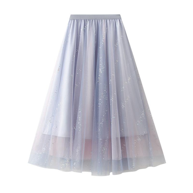 

Women s Tulle Skirt Elastic High Waisted A-Line Layered Flowy Long Skirts Pleated Mesh Midi Skirts for Women Casual Beach Ruffle Skirts for Party One size синій