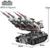 MOC Tank Building Blocks Military Series Rocket Launcher Tank Missle Armored Vehicle Tractor Bricks 3D Model Toys Sets Kid Gifts