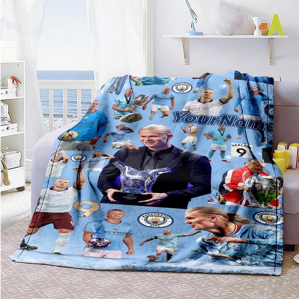 Haaland 103 Customize Your Name Blanket Gift Personalized Blanket Soft Warm Cozy Versatile for Living Room Home Decor Couch Bedding