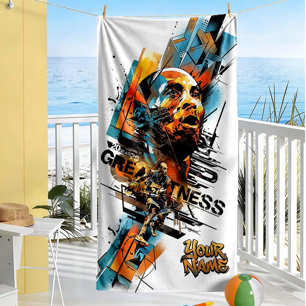 Kobe Personalized Text Beach Towel High Absorbency Quickdry Portable For Swimmingbeachcamping Travel Beach Accessoriesgym