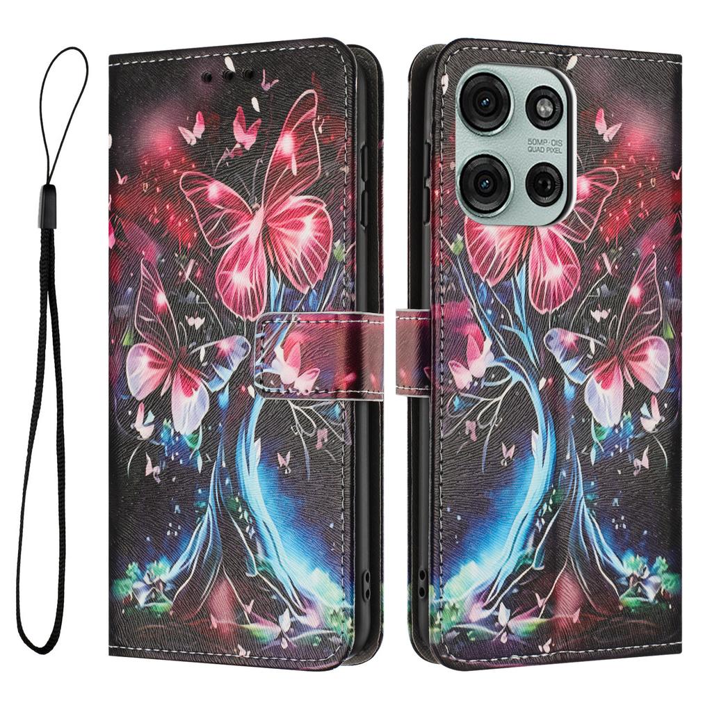 For Motorola Moto G86 Power 5G/Motorola Moto G86 5G Wallet Case Pattern Printing PU Leather Phone Cover with Lanyard
