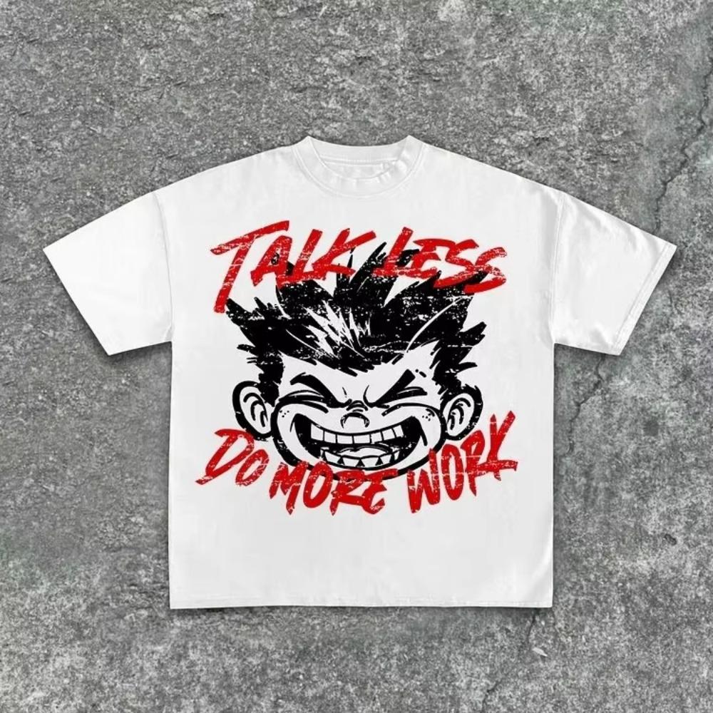 Street Wear Y2K Clothing T-shirt Men's Printed Hip Hop Cartoon Print T-shirt Gothic 100% Cotton Breathable Short Sleeve