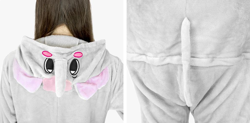 Men's Elephant Pajamas Funny Adult Kigurumi Onesie Warm XL Onesie Costume Grey Elephant - M
