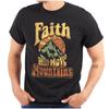 Retro Christian Faith Will Move Mountains Womens or Mens Crewneck 100% Cotton T-shirt Mens Tees Top Tee