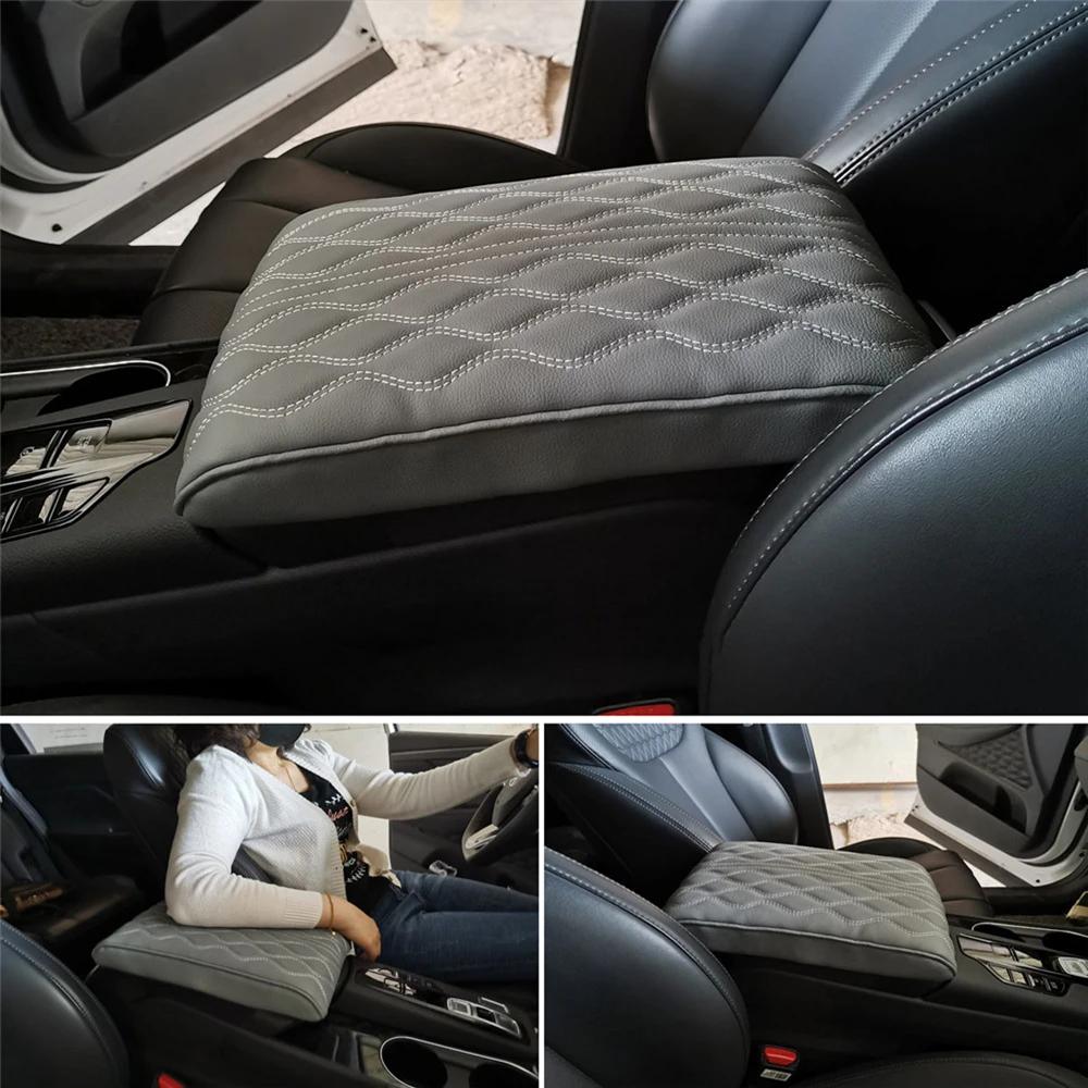 Couro Carro Apoio de Braço Central Almofada Macia Preto Auto Console Central Descanso de Braço Assento Caixa Tapete Almofada Capa de Almofada Veículo Protetor