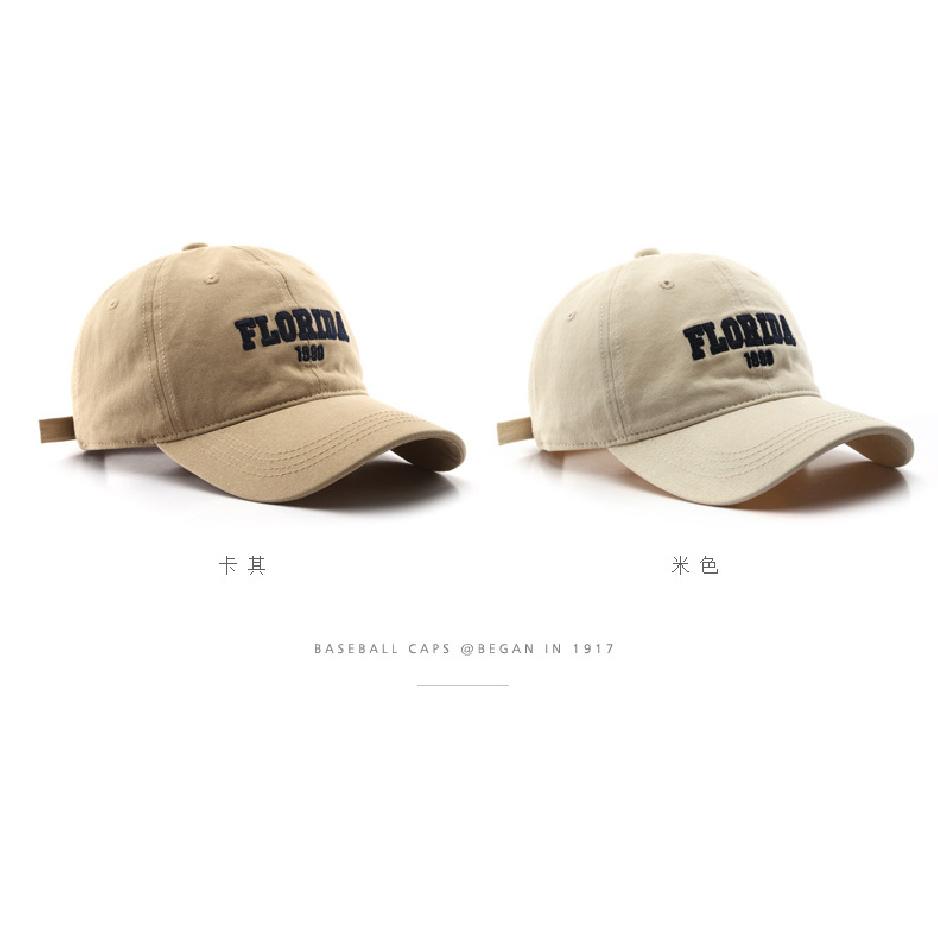 Women's spring and autumn washed cotton baseball cap with letter embroidery, suitable for outdoor activities, offering sun protection and shade