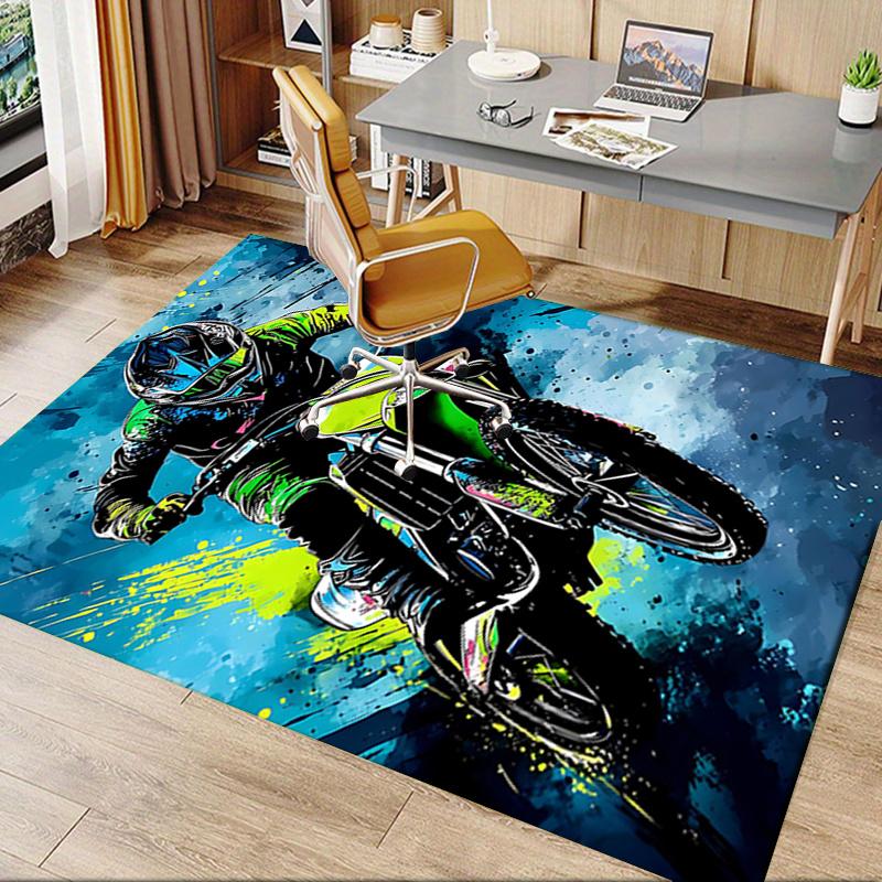 Motorcycle Office Carpet Chair Mat: Office Rug, Home Decor, Gift for Office Enthusiasts, Suitable for Bedroom, Living Room, and Various Rooms