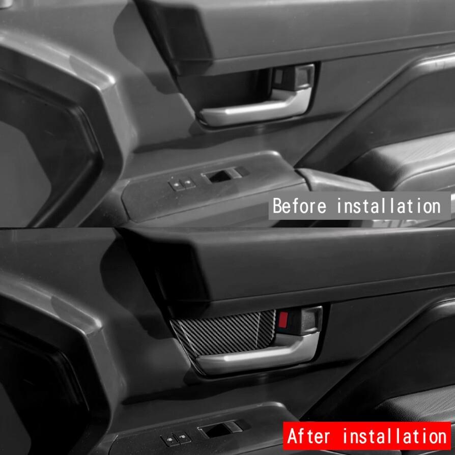 For Toyota Tacoma 2024 Black Carbon Fiber Inner Car Door Handle Bowl Cover 4pcs