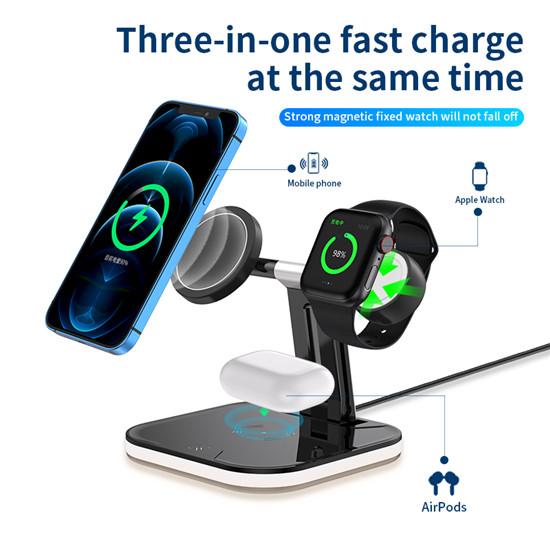 Buy 15W 3 in1 Foldable Magnetic Wireless Charger For Magsafe iPhone 12 Pro  Max Mini/Airpods Pro Fast Charging Station For Apple Watch at affordable  prices — free shipping, real reviews with photos — Joom