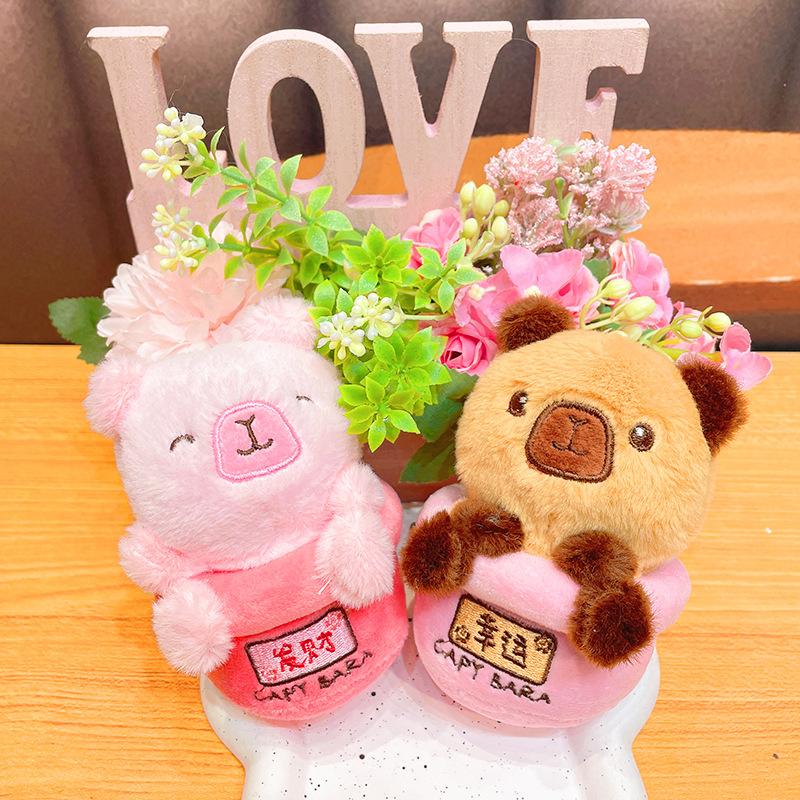 Bär Capybara Plüschtier Auto Schlüsselanhänger Niedliche Cartoon Tiere Puppe Kreative Mode Schultasche Anhänger Paar Accessoires