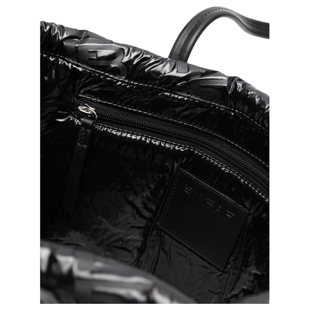 By Far Logo Embossed Shell Fabric And Leather Tote Bag Women tote bags Black 23PFSLTOTBLESFLLLAR