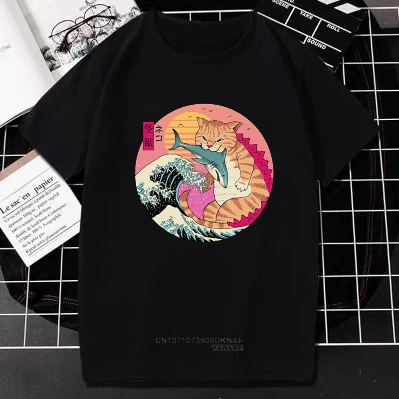 Kawaii Catana Tshirt Harajuku Cartoon Cat Print Top Women Men Casual Comfortable Tee Oversized Tshirt Roupas Masculinas