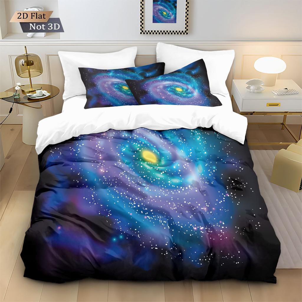 Space And Universe Quilt Cover 3D Printed Galactic Starry Sky Bedding Set Bedroom Decoration With Zipper Single Twins Large Size
