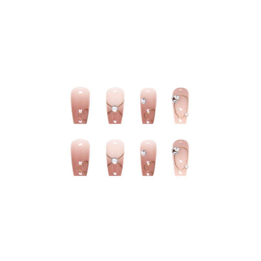 24 szt. Paznokcie dociskane Paznokcie sztuka Białe Serce miłości Sztuczny paznokieć Elegancki Sztuczny paznokieć Pełne pokrycie