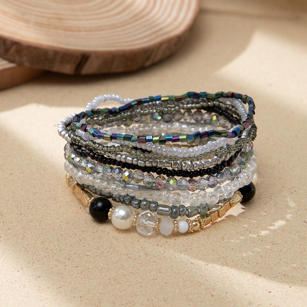 Boho Perlenarmband Instagram-inspiriert Nischenstil Farbblock-Stapelarmband-Set
