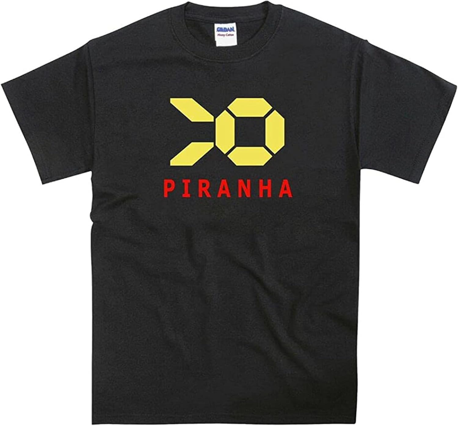 Men s Wipeout Inspired Piranha T-Shirt Cotton Short Sleeve Shirt Black M чёрный
