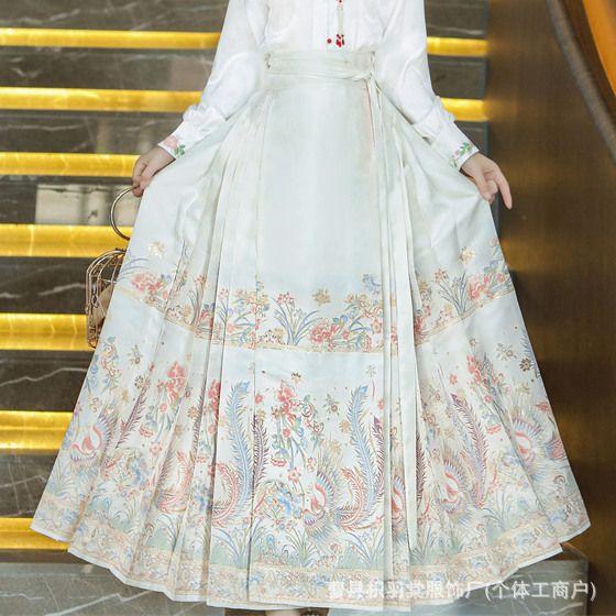 New Chinese-style red woven gold makeup horse dress, Guofeng Ming-made Hanfu women's heavy industry skirt, daily commute