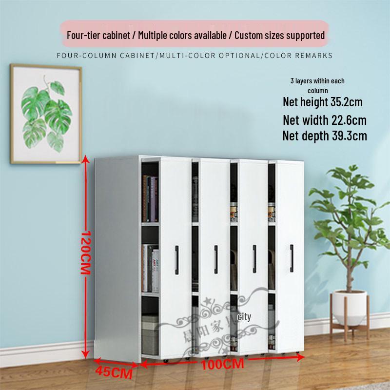Compact Sliding Dustproof Bookshelf with Wheels and Hidden Gap Storage