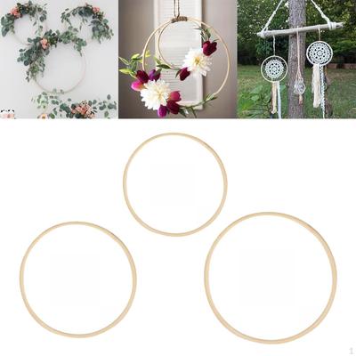 3PCS Embroidery Hoops Wooden Round Bamboo Circle Stitch Hoop Rings for Handmade Wall Hanging Crafts