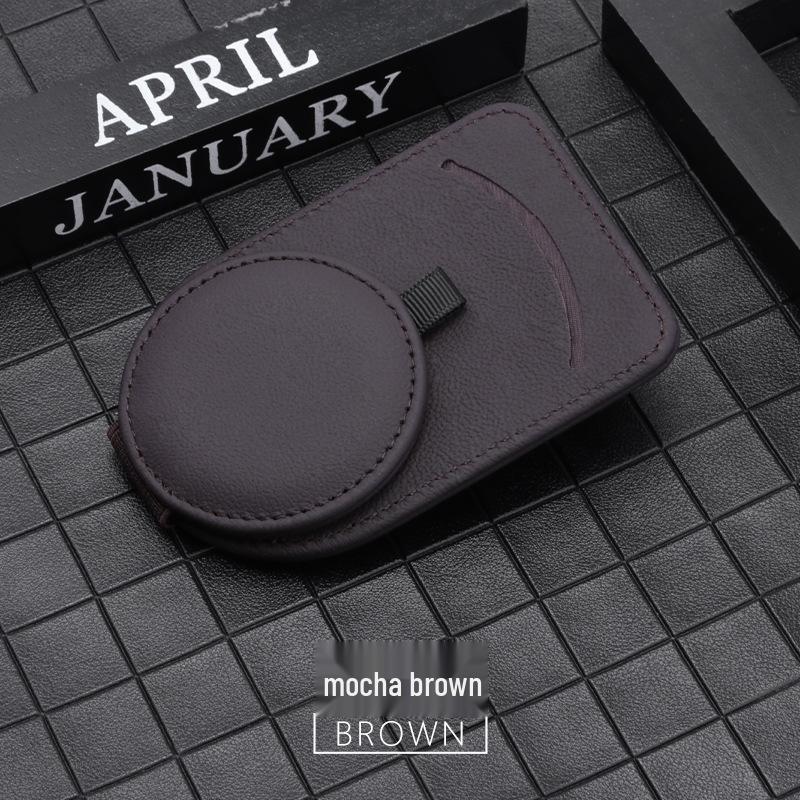 Multifunctional Leather Car Visor Clip: Sunglasses Holder & Card Storage