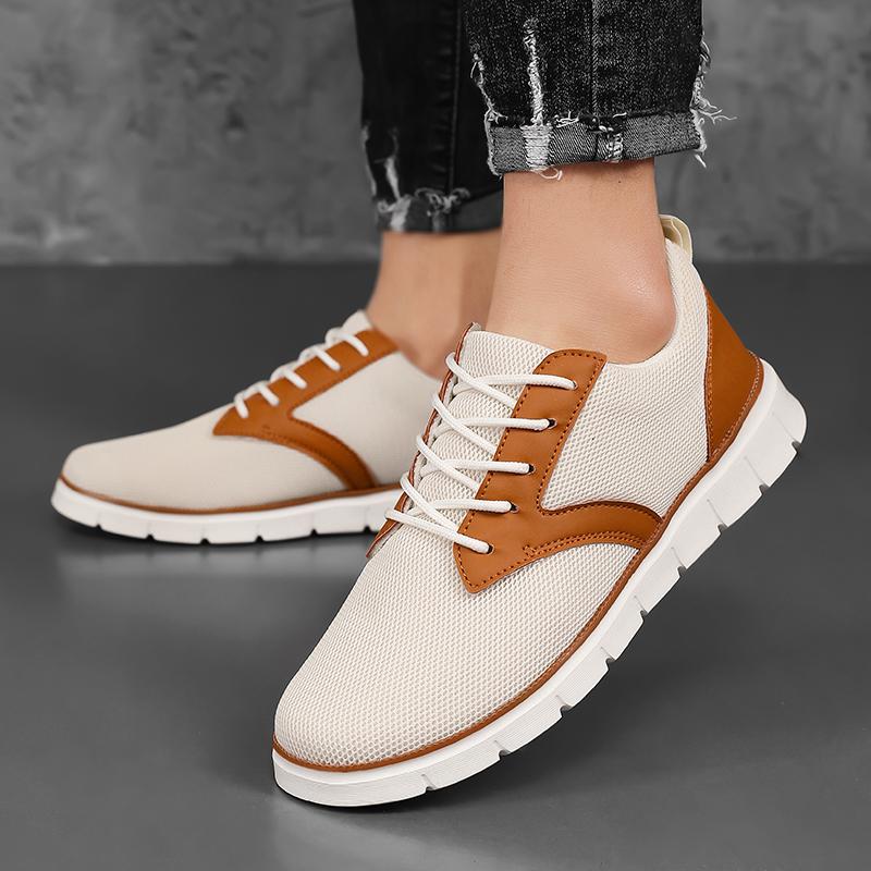 Men's Formal Shoes Outdoor Mesh Walking Black Flat Loafers 2025 Spring Round Toe Casual Shoes Daily Wear and Outdoor Activities