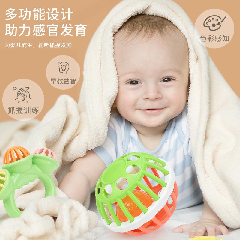 Baby Toy Cartoon Toothpaste Rattle Clutch Ball Combination 8-Piece Set Newborn Children Soft Glue Soothing Toy