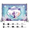 Mermaid Happy Birthday Backdrop Banner Background Kids Vinyl Decoration