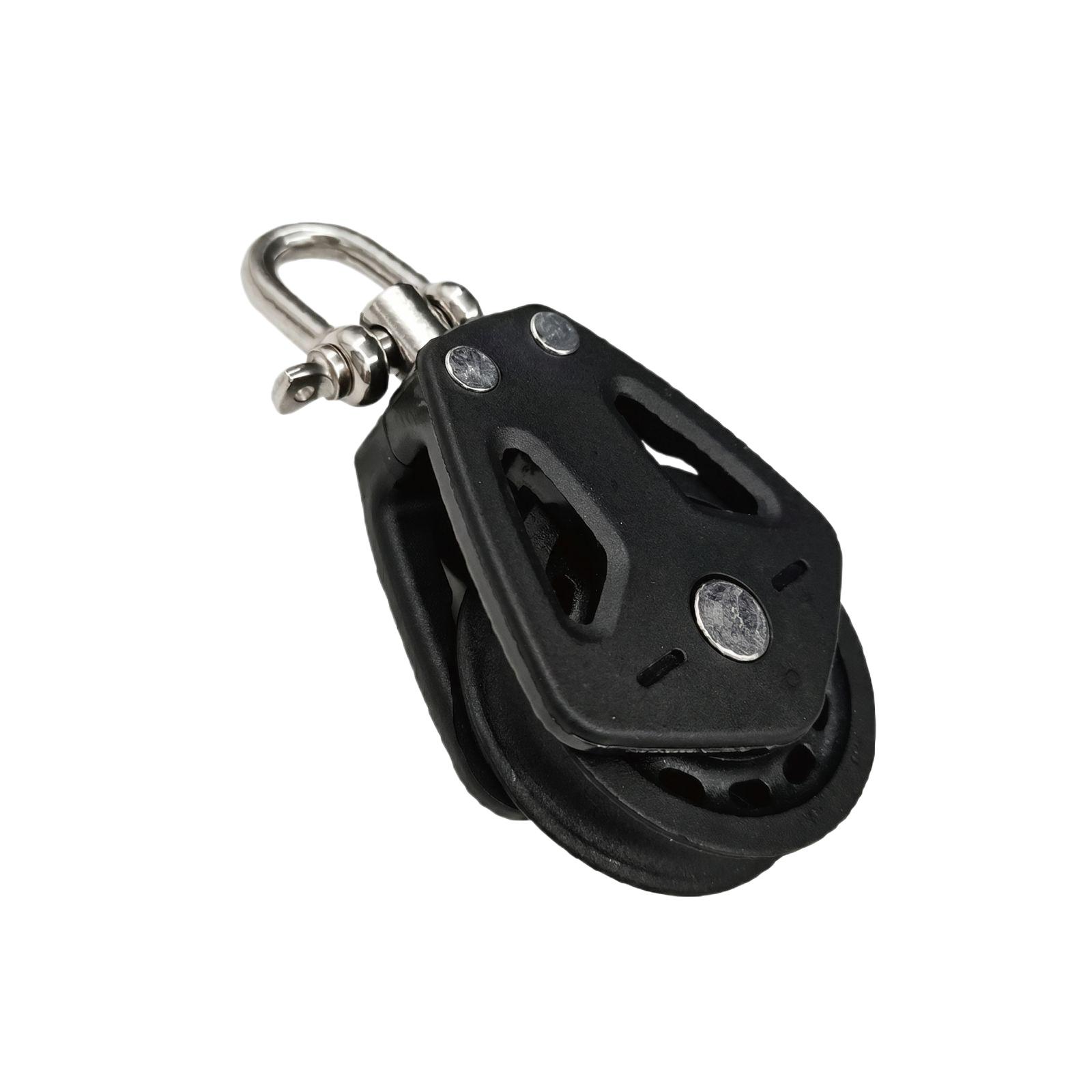 

Nylon Pulley Block Single Sheave Swivel Pulley with Stainless Steel Shackle for Marine Sailing Kayak Boat Rigging Accessories one size чорний