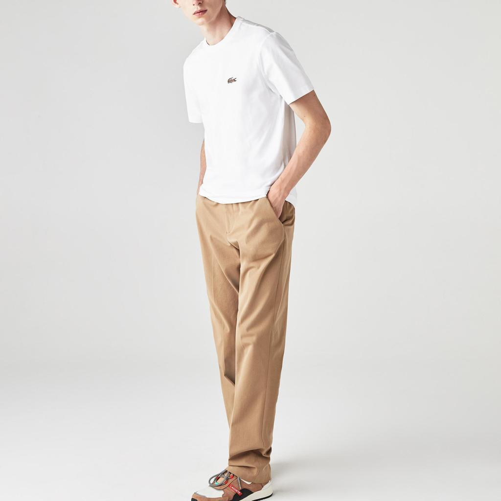 LACOSTE T-Shirts Men's White Crew Neck Moderate Straight Fit TH6281-6YH