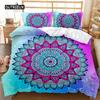 Bohemian Style Mandala Bed Cover Queen Size Size Tie Dye Spiral Bed Cover Hippie Boho Bed Ensemble Exotic Floral Premium Polyester Qulit Cover