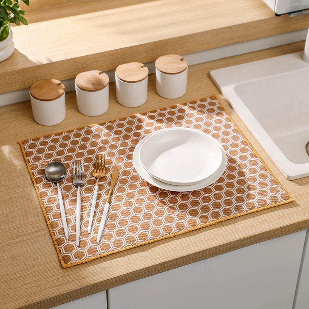 Thickened Draining Mat Insulation Drain Pad Table Mat Microfiber Dish Drying Mat  Kitchen