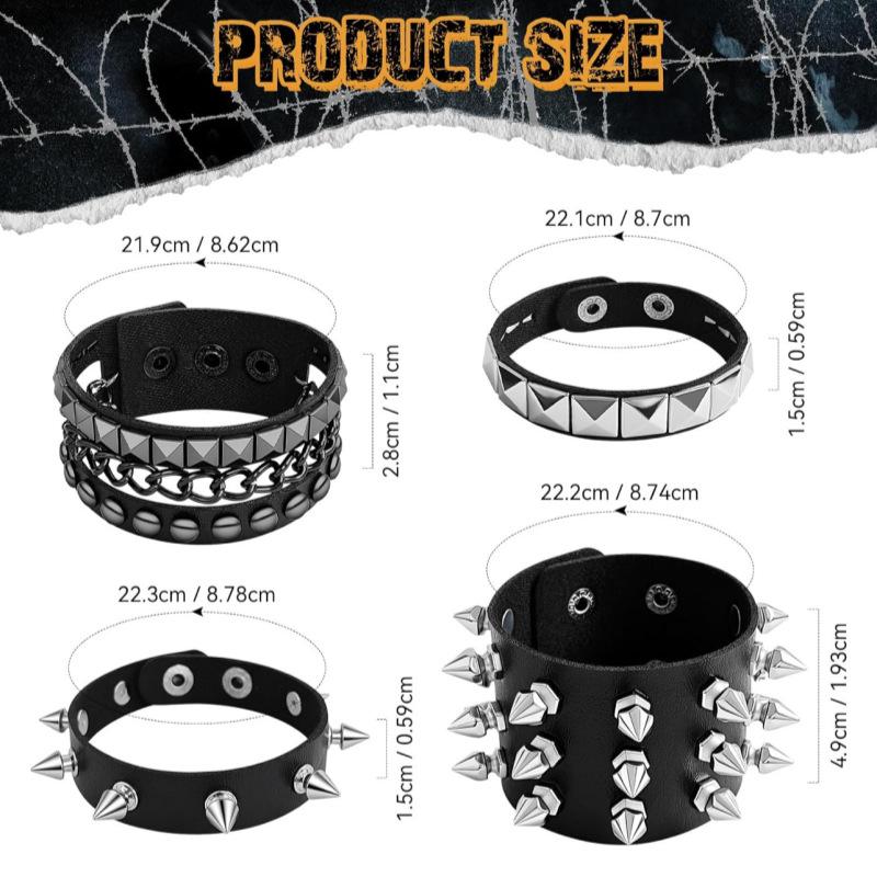 Gotisches Harajuku Nietenarmband Schwarzes Pu-Lederarmband Für Damen Herren Vintage Punk Breite Armreifen Schmuck