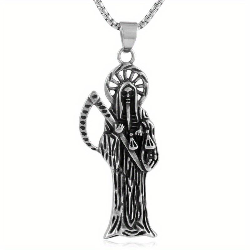 New Halloween Skull Pendant Vintage Hipster Reaper Sickle Hip Hop Necklace