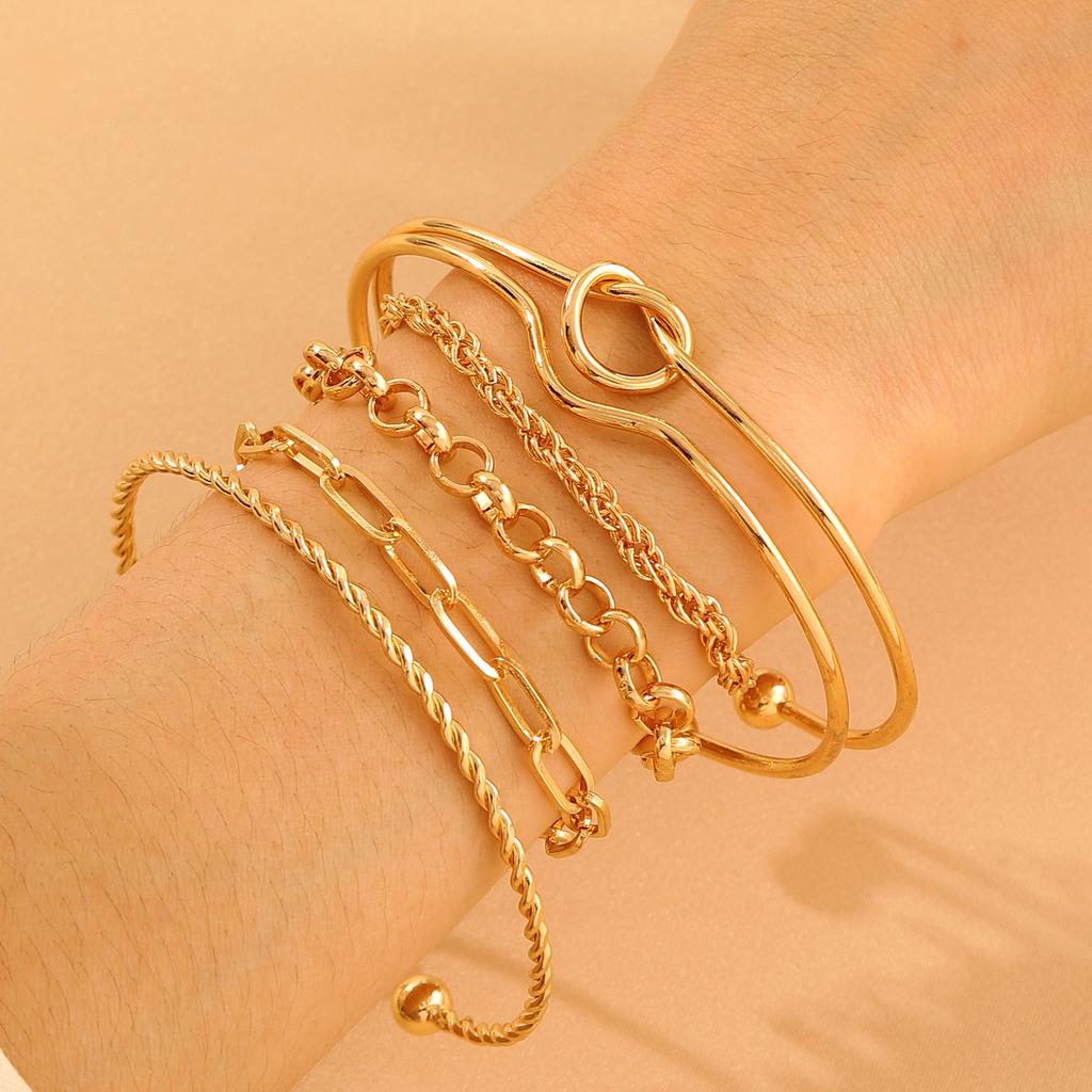 Vintage Mehrschichtiges Kettenarmband Set für Damen – Trendiger Europäischer Stil, Retro Minimalistischer Handschmuck, Grenzüberschreitende Heißverkauf Accessoires