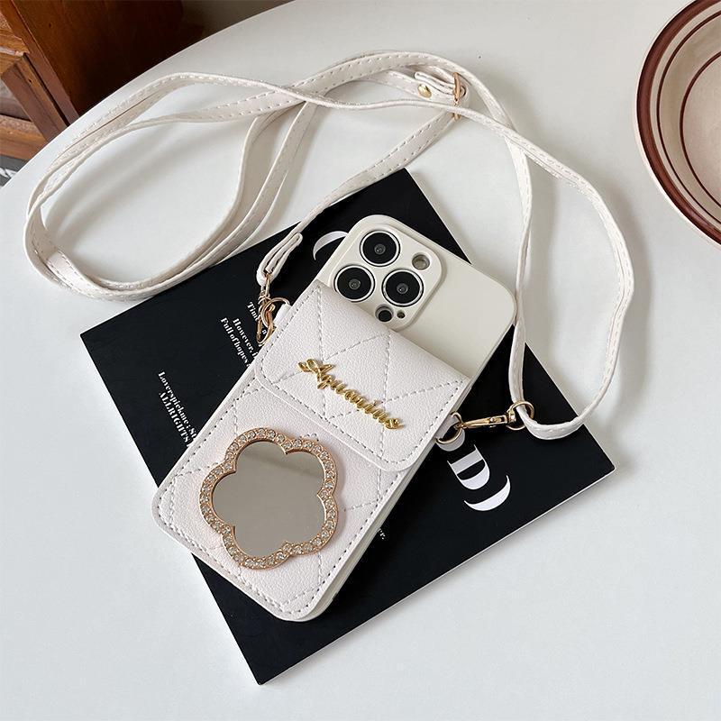 

Чохол для мобільного телефону Дзеркальна наклейка для IPhone16 для Apple 15 Кросбоді 14 Гаманець Тримач для карток XR Легкий розкішний стиль 8p Особистість For iPhone 16Promax