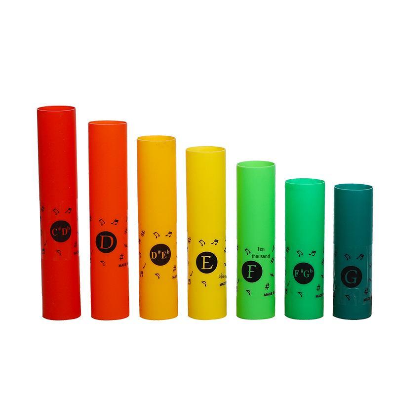 Орф Цветной 8-нотный трубчатый ударный инструмент, диаметр 4,2 см, для детей, звук басовый и высокий.