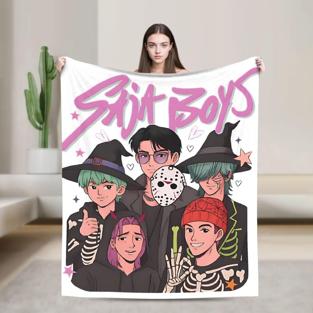Saja Boys  Kpop Hunter Halloween Warm Soft Blankets  Camping Plush Throw Blanket Comfortable Home Decor Bedspread Sofa Bed Cover