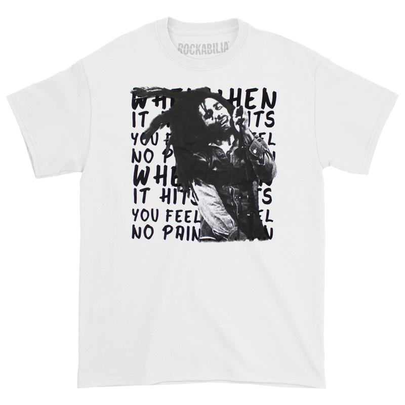 Men's Bob Marley When It Hits You Feel No Pain T shirt Small White
