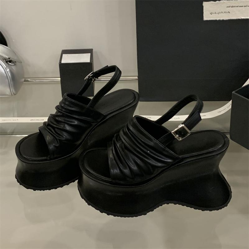 Fashion EilyKen Design Style Leopard Print Chunky Platform Wedges Women Sandals Street Style Buckle Strap High Heels Summer Shoes