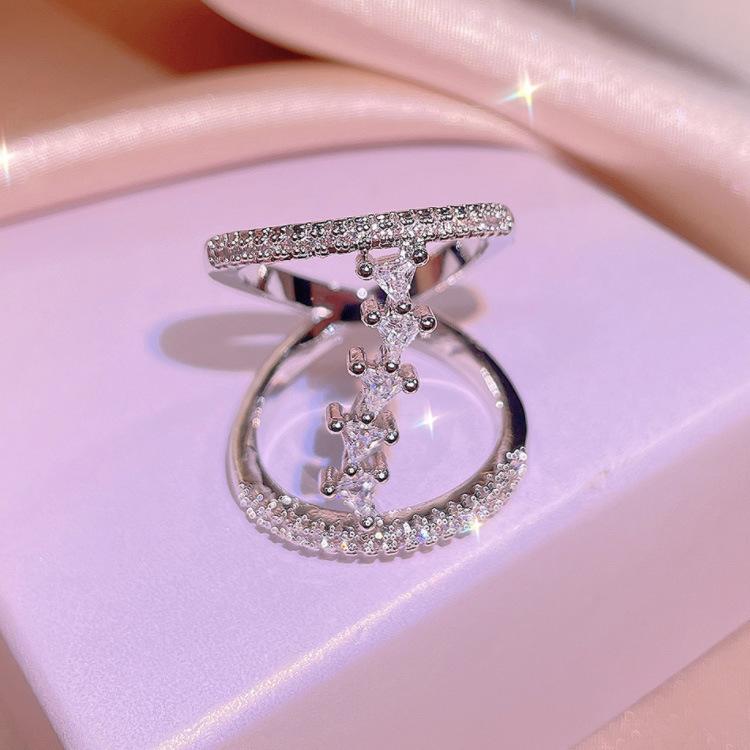 Hot Selling Copper Ring Retro Zircon Irregular Zircon Ring Jewelry