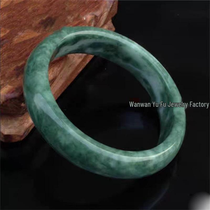 Guizhou Jade Light Green Floating Flower Thin Round Jadeite Bangle for Women