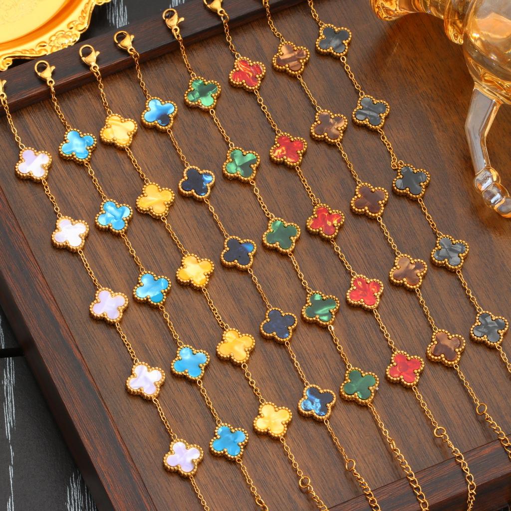 Four-leaf Clover Titanium Steel Bracelet Fashionable and Luxurious Jewelry for Women Colorfast and Simple