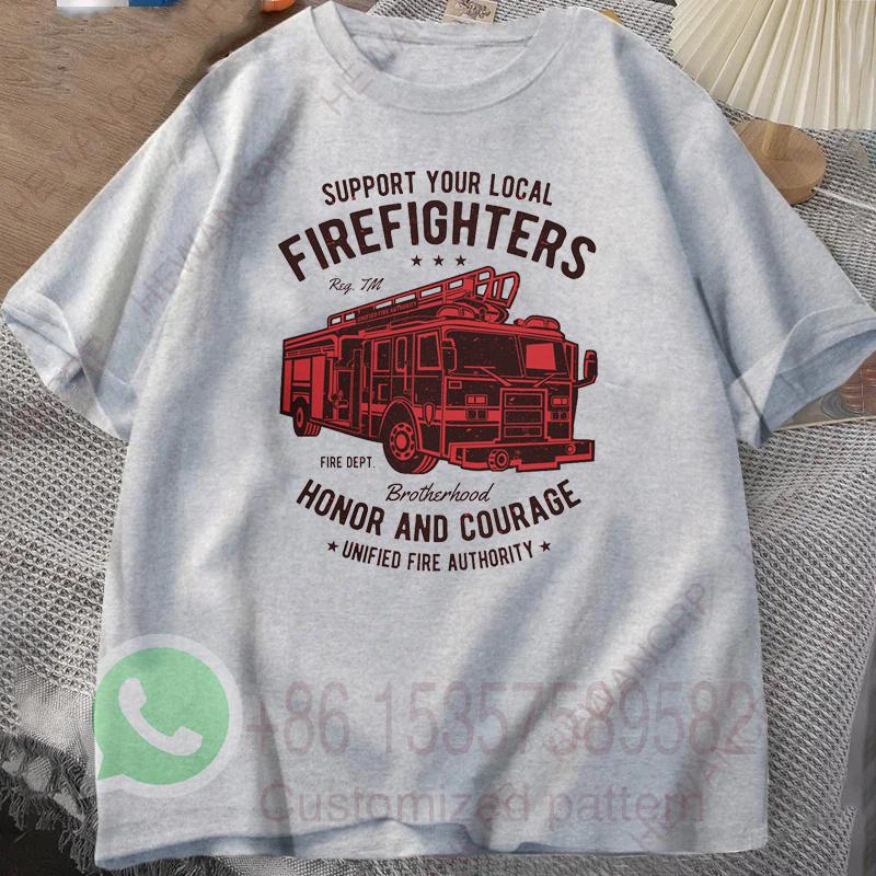 Firefighter Fire Department Fire Truck Mens TShirt Tracksuit Summer Casual Sportswear Round Neck Shortsleeved Cotton Pullover